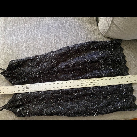 Bags Milo Black Sequence Spaghetti strap Cocktail Gown Sz L - Picture 10 of 16